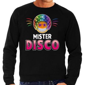 Funny emoticon sweater Mister disco zwart voor heren - Fun / cadeau trui M
