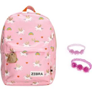 Zebra Rugzak Unicorn Love - Pink - rugtas - schooltas (m) + armbandje
