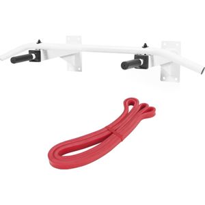 Gorilla Sports Optrekstang met resistance band - Pull up bar met weerstandsband - Wit - Rood