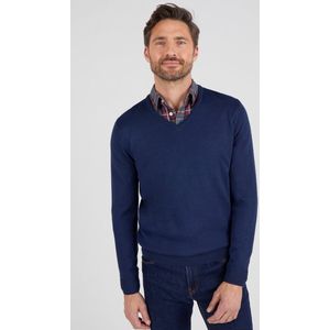 Damart - Klassieke V-hals trui van wol - Heren - Blauw - (86-93) S