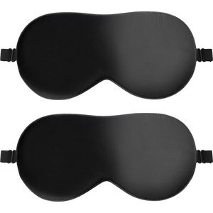 Slaapmasker 2 stuks zijden oogmasker zacht oogmasker om te slapen licht-verduisterend ontwerp met verstelbare riem voor nacht reizen dutje (zwart)