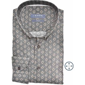 Ledub modern fit overhemd - midden grijs - Strijkvriendelijk - Boordmaat: 45