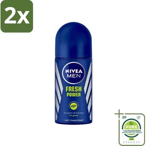 Nivea - Men - Deodorant - Roller - Fresh Power - 50 ml - Voordeelverpakking - 2 stuks - Deodorant roller - Anti-transpirant