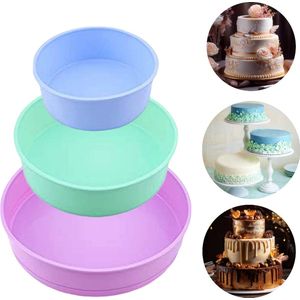 Lynn's siliconen bakvormen - Rond - Set van 3 - Taart - Cake - 15cm & 20cm & 25cm - Airfryer geschikt - Willekeurige kleur