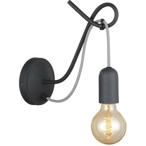 Lucande - Wandlamp design - 1licht - ijzer - H: 25.2 cm - E27 - zwart, grijs