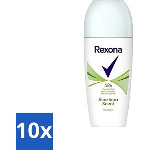 10 x Rexona - Deodorant Roller - Aloe Vera - 0% Alcohol - Anti-Transpirant & Perspirant - 50ml - Langdurige Bescherming - Anti-transpirant - Alcoholvrij - Snel Drogend - Frisse Geur
