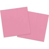 Servetten van papier 33 x 33 cm in het roze - Uni kleuren thema voor verjaardag of feestje - Inhoud: 40x stuks
