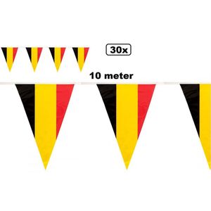 30x Vlaggenlijn Belgie 10 meter - Belgium vlaglijn thema feest festival WK voetbal EK sport national landen