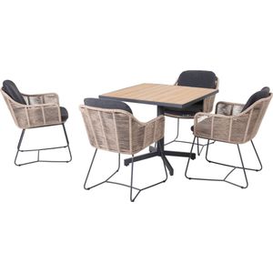 Belmond Fiesta dining tuinset 90x90xH75 5 delig naturel wicker Taste 4SO