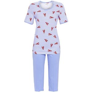 Gestreepte katoenen pyjama kreeften - Blauw - Maat - 38