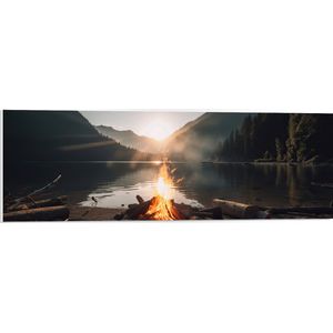 PVC Schuimplaat- Vuur - Hout - Water - Bergen - Zand - 90x30 cm Foto op PVC Schuimplaat