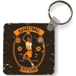 Sleutelhanger - Uitdeelcadeautjes - Mancave - Basketbal - Sport - Vintage - Oranje - Plastic - Vaderdag cadeau - Geschenk - Cadeautje voor hem - Tip - Mannen