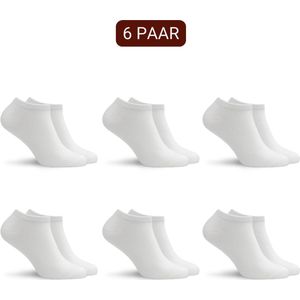 Sukats® 6 Paar Sneakersokken - Maat 39-42 - Wit - Dames en heren sokken - Enkelsokken dames en heren - Meerdere maten en kleuren - Korte sokken - Naadloos