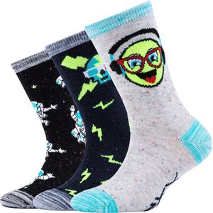 Skechers 3PPK Boys Casual Space and Smileys Socks SK41060-5801, voor een jongen, Veelkleurig, Sokken, maat: 35-38
