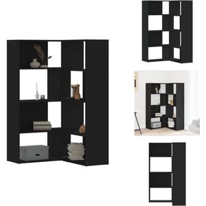 vidaXL Hoekboekenkast - Hoekboekenkasten - Hoekkast - Boekenkast - Boekenkast 4-laags hoek 85x85x140 cm bewerkt hout zwart