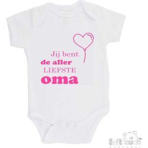 100% katoenen Romper ""Jij bent de allerliefste oma"" Meisjes Katoen Wit/roze Maat 56/62