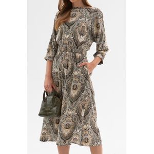 Dames jurk | Viscose | Khaki | Maat 42/XL