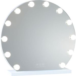 Hollywood Spiegel Met Verlichting - Make-Up Spiegel Met Licht 12 LED Vanity Mirror 3 Modi Touch Control Led Spiegel Mirror met Flamingueo Stijl