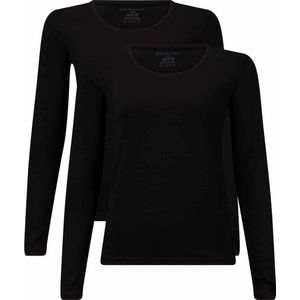 Comfortabel & Zijdezacht Bamboo Basics Lara - Bamboe T-Shirts (Multipack 2 stuks) Dames - Lange Mouwen - Zwart - M