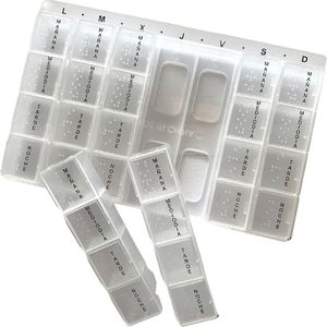 ESTARK® - Pillendoos 7 Dagen met 4 dagdelen pillendoosje - 28 Vakken - Grote vakken - Handig in Gebruik - Sluit Goed - Medicijn Doos - Medicijnendoos