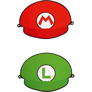 Super Mario feest thema hoedjes 8x stuks - Feestartikelen - Kinder verjaardag feestjes