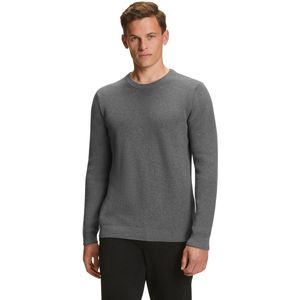 FALKE Basic Crew Neck Cotton Structure elegante klassieker katoen trui heren blauw - maat L