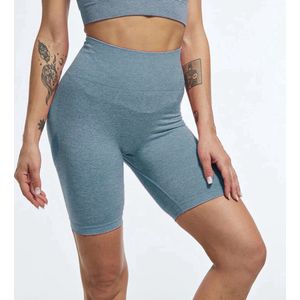 Finnacle - ""Sportieve Korte Legging voor Dames - Dames Sportkleding - Korte Dames Sportbroek - Shape Legging - Tiktok Legging - Hoge Taille Sportlegging Dames - Hardloopbroek Dames - Yoga Legging Dames - Maat M - Lichtblauw