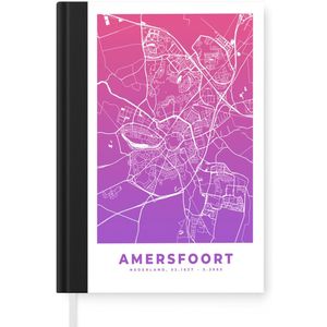 Notitieboek - Schrijfboek - Stadskaart - Amersfoort - Paars - Roze - Notitieboekje klein - A5 formaat - Schrijfblok - Plattegrond