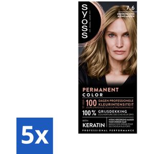 5 x SYOSS - Coloration 7-6 Middenblond - Haarverf - Grijsdekking - Vermindert Haarbreuk - Professionele Haarkleuring - Haarkleur Thuis - Haarkleur Masker