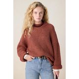 Sissy-Boy - Donkerrode - Gebreide Trui - Lurex - Lange Mouwen - Hoge Halslijn