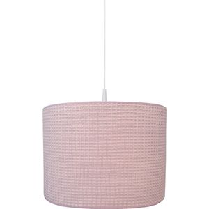 BINK Bedding Harde lampenkap / Hanglamp Pique/Wafel Oudroze 30 cm inclusief pendel