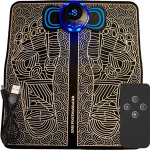 FineMart Vlinder Voetmassage Apparaat – EMS Voetmassage met Afstandsbediening, 8 Modi & 19 Niveaus – Neuropathie en Bloedcirculatie Stimulator – USB Oplaadbaar, Draadloos – Groot