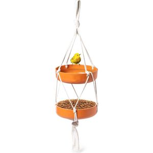 Vogelvoederhuisje - Vogelhuisje - Voederhuisje voor vogels - Vogelvoer - Hangend - Bamboevezel - Oranje