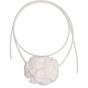 Provento - Verstelbare Bloemenchoker voor Dames | Boho Stoffen Rozenketting | Bruiloft Feest Verjaardag | Wit