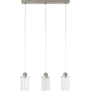 Light & Living Hanglamp Vancouver - Nikkel Glas - 65x12x18,5cm - 3L - Modern - Hanglampen Eetkamer, Slaapkamer, Woonkamer