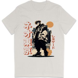 Heren en Dames T Shirt - Anime - Vintage Wit - 3XL