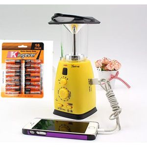 Yarvu ® - 5 in 1 Noodradio - Noodlamp - Op Batterijen ( incl 16 AA Batterijen) + Zonne Energie + Aanzwengelen + Accu - FM AM - Opwindbaar - Solar - Batterij - Nood Radio Lamp