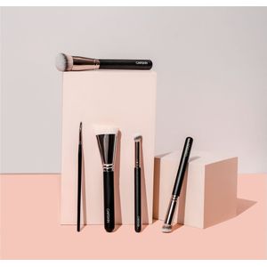 CAIRSKIN Complete Contour Set - 5 Brushes - Eyeliner - Shaping Contouring - Round Slant - Penselen Foundation, Contouring, Eyeliner, Shadow Blush Application - Vegan Brushes - Kwastenset voor Full Coverage Finish - Easy Blending - Premium Fibers