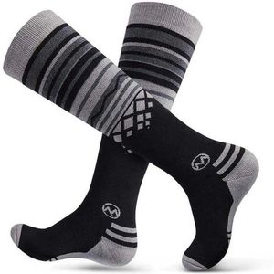Outdoor Master Merino Wool Ski Lange Sokken 2 Paren Zwart,Grijs EU 38-44 Man,Vrouw