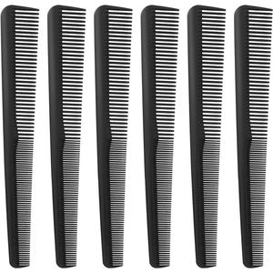 Kapperskam Set - 6 fijne tand kammen van premium koolstofvezel - Hittebestendig - Salon kwaliteit - Zwart