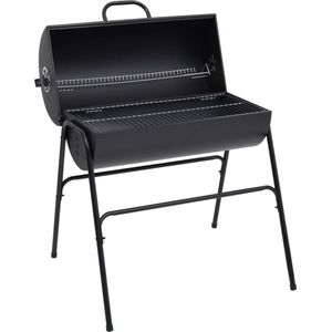 The Living Store Barrelgrill - Houtskoolbarbecue - 80 x 73 x 90 cm - Groot kookoppervlak - Stalen constructie