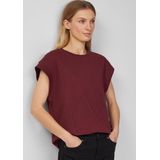 s.Oliver - Shirt - Bordeaux - Kwartmouw - Ronde Hals - Losse Pasvorm