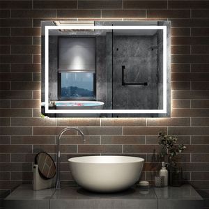 LED badkamerspiegel 80x60 cm met verlichting Wandschakelaar Mistvrij Koud Wit
