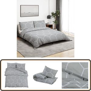 vidaXL Dekbedovertrekset - 200x220 cm - Grijs Katoen Dekbedovertrek - Katoen - Grijs - Tweepersoons - Bedding