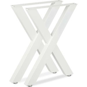 Relaxdays Tafelpoten set van 2 - X-vorm - tafelonderstel - metaal - meubelpoten - wit