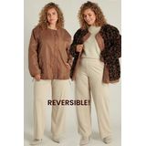 YEST - CURVE Anouk - Winterjas - Warm Taupe - Reversible met Animalprint