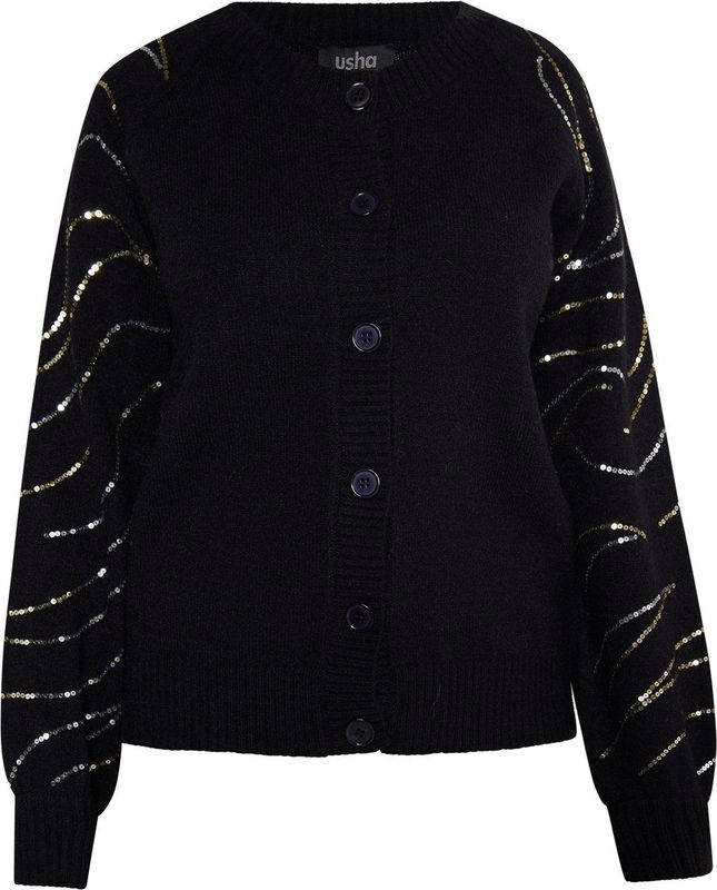 usha - BLACK LABEL - Gebreid Vest - Goud/Zwart