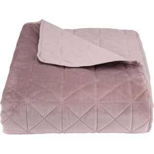 Lucy’s Living Luxe Velvet Oud Roze Beddensprei - 220x240 cm – tweepersoons  – beddengoed – slaapkamer – spreien