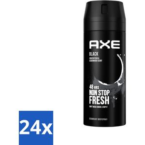 Axe - Deodorant Bodyspray - 48hrs Fresh - Black - Frozen Pear & Cedarwoord - 150 ml - Voordeelverpakking - 24 stuks