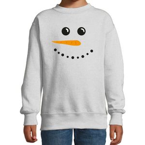 Sneeuwpop foute Kersttrui - grijs - kinderen - Kerstsweaters / Kerst outfit 134/146